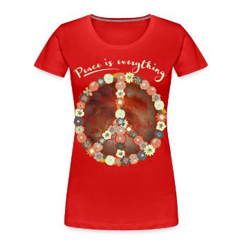 Symbole de paix, signe de paix, fleurs de signe de paix - T-shirt bio Premium Femme - rouge - Devant - Mia (176cm)