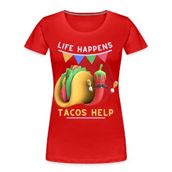 Lustiger Mexikanischer Taco, Pepperoni 3D Tacos - Frauen Premium Bio T-Shirt - Rot - Vorne - Mia (176cm)