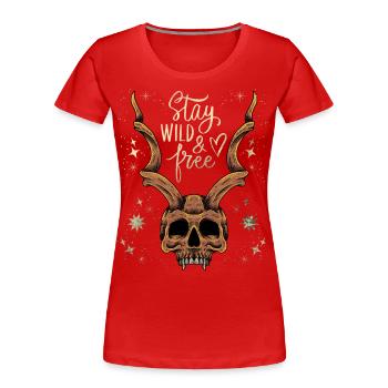 Crâne cornu Baphomet Crâne vintage, disant - T-shirt bio Premium Femme - rouge - Devant - Mia (176cm)