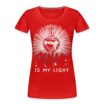 Jésus-Christ, cœur vintage, couronne d’épines, disant - T-shirt bio Premium Femme - rouge - Devant - Mia (176cm)