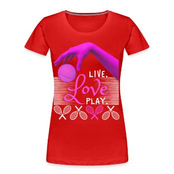 Tennis lustiger Spruch Live-Love-Play - Frauen Premium Bio T-Shirt - Rot - Vorne - Mia (176cm)