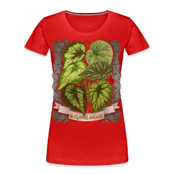 Illustration botanique de fleur de bégonia vintage - T-shirt bio Premium Femme - rouge - Devant - Mia (176cm)