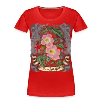 Illustration botanique de fleur de Thunbergia vintage - T-shirt bio Premium Femme - rouge - Devant - Mia (176cm)