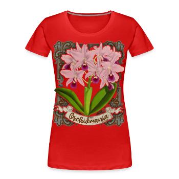 Antique orchid illustration, vintage orchid - Women's Premium Organic T-Shirt - red - Front - Mia (176cm)