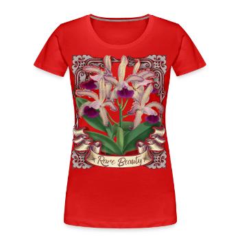 Vintage orchid illustration, antique orchid - Women's Premium Organic T-Shirt - red - Front - Mia (176cm)