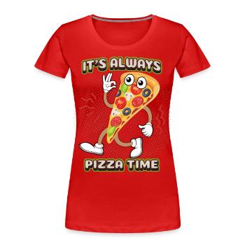 Pizza-Comic, lustiger Pizza-Spruch, Cartoon-Pizza - Frauen Premium Bio T-Shirt - Rot - Vorne - Mia (176cm)