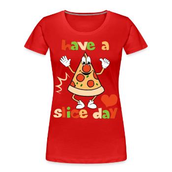 Pizza Comic, Wortspiel, Pun, Spruch für Pizza-Fans - Frauen Premium Bio T-Shirt - Rot - Vorne - Mia (176cm)