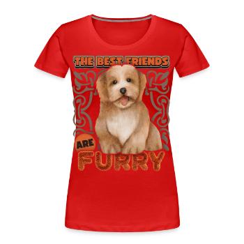 Bichon Havaneser Hund, vintage Aquarell, Rassehund - Frauen Premium Bio T-Shirt - Rot - Vorne - Mia (176cm)
