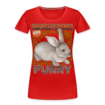 Lapin, lapin, aquarelle vintage, drôle de dicton - T-shirt bio Premium Femme - rouge - Devant - Mia (176cm)