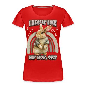 Lapin Kawaii Illustration Lapin Hip-Hop - T-shirt bio Premium Femme - rouge - Devant - Mia (176cm)