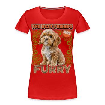 Cavapoo chiot, aquarelle vintage, chien, dicton - T-shirt bio Premium Femme - rouge - Devant - Mia (176cm)