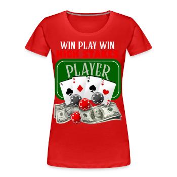 Pokern, Poker-Spiel, Poker-Chips, Spruch - Frauen Premium Bio T-Shirt - Rot - Vorne - Mia (176cm)