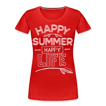 Sommer Summer, Happy-Summer Spruch - Frauen Premium Bio T-Shirt - Rot - Vorne - Mia (176cm)