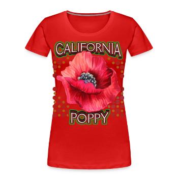 Mohn, Kalifornische Mohnblume, California-Poppy - Frauen Premium Bio T-Shirt - Rot - Vorne - Mia (176cm)