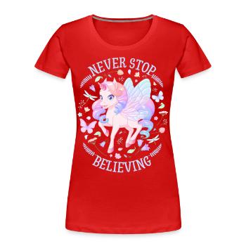 Unicorn Mädchen, Kawaii Einhorn und Schmetterlinge - Frauen Premium Bio T-Shirt - Rot - Vorne - Mia (176cm)