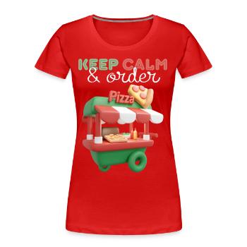 Camion distributeur de pizza, Camion à pizza 3d, Nourriture de rue - T-shirt bio Premium Femme - rouge - Devant - Mia (176cm)