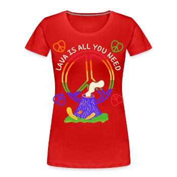 Symbole de paix, signe de paix avec volcan, jeu de mots - T-shirt bio Premium Femme - rouge - Devant - Mia (176cm)