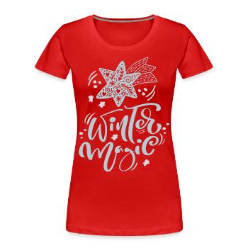 Design d’hiver, motif d’hiver magique d’hiver avec étoile - T-shirt bio Premium Femme - rouge - Devant - Mia (176cm)