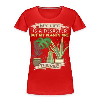 Plant-Daddy Plant-Mommy, Funny Plants Saying - Women's Premium Organic T-Shirt - red - Front - Mia (176cm)