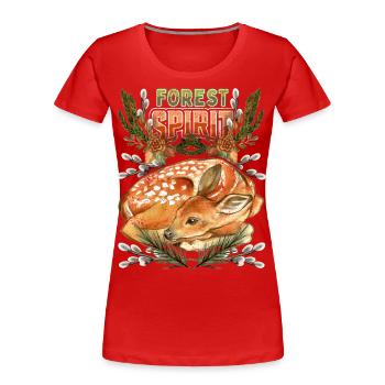 Kleines Reh, Rehkitz im Wald, Spruch - Frauen Premium Bio T-Shirt - Rot - Vorne - Mia (176cm)