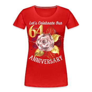 64. Jubiläum, Jubiläumsfeier, Hochzeitstag - Frauen Premium Bio T-Shirt - Rot - Vorne - Mia (176cm)