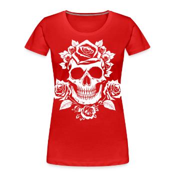 Horreur Crâne Crâne Art Crâne Gothique Heavy Metal - T-shirt bio Premium Femme - rouge - Devant - Mia (176cm)