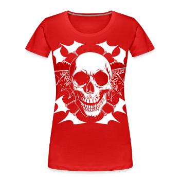 Horreur Crâne Crâne Art Crâne Gothique Heavy Metal - T-shirt bio Premium Femme - rouge - Devant - Mia (176cm)