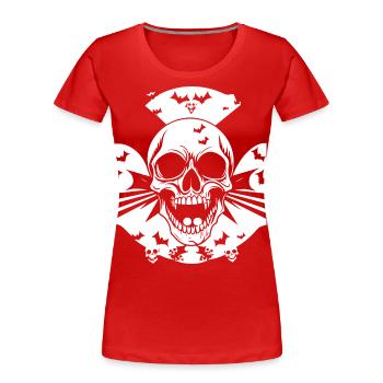 Horreur Crâne Crâne Art Crâne Gothique Heavy Metal - T-shirt bio Premium Femme - rouge - Devant - Mia (176cm)