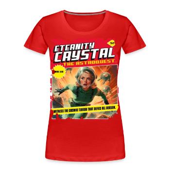 50er, 1950 Comic, Weltall Raumschiff Kosmisch - Frauen Premium Bio T-Shirt - Rot - Vorne - Mia (176cm)