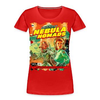 Comicstrip, 50er Jahre Comic, Nebula Nomaden - Frauen Premium Bio T-Shirt - Rot - Vorne - Mia (176cm)