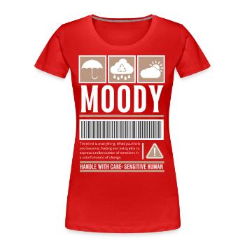 Streetwear Moody, Moody Vintage Fashion Label - Women's Premium Organic T-Shirt - red - Front - Mia (176cm)