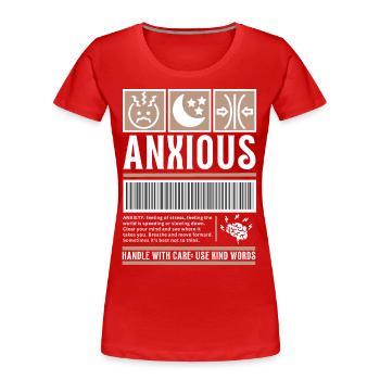 Streetwear anxieux, anxiété Vintage Fashion Label - T-shirt bio Premium Femme - rouge - Devant - Mia (176cm)