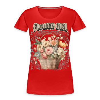 Flower Girl, Vintage Scrapbook, Floral Motif - Women's Premium Organic T-Shirt - red - Front - Mia (176cm)