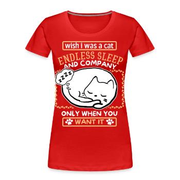Katze schläft, lustiger Cartoon Katzen Spruch - Frauen Premium Bio T-Shirt - Rot - Vorne - Mia (176cm)