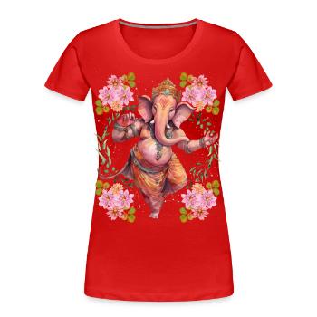 Dieu hindou Ganesha, Ganesh Illustration - T-shirt bio Premium Femme - rouge - Devant - Mia (176cm)