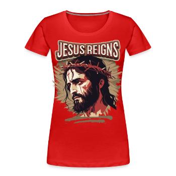 Jesus Passionsweg Christus mit Dornenkrone - Frauen Premium Bio T-Shirt - Rot - Vorne - Mia (176cm)