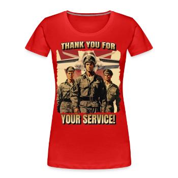 Vétéran des États-Unis, Combat militaire, drapeau d’avion disant - T-shirt bio Premium Femme - rouge - Devant - Mia (176cm)