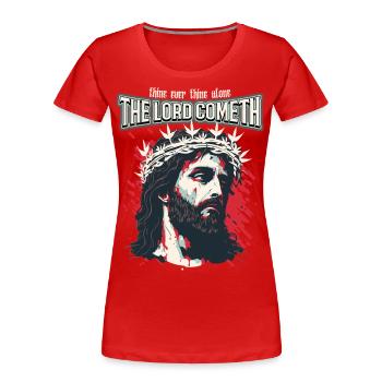 Christlicher Spruch Jesus Christus mit Dornenkrone - Frauen Premium Bio T-Shirt - Rot - Vorne - Mia (176cm)