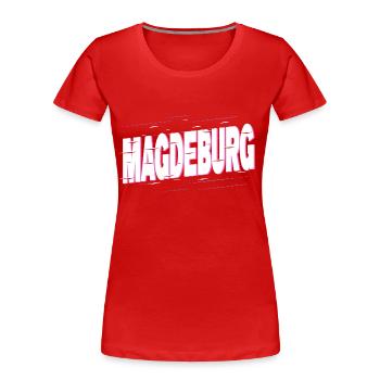 Magdebourg Allemagne City Font Accueil Amour - T-shirt bio Premium Femme - rouge - Devant - Mia (176cm)