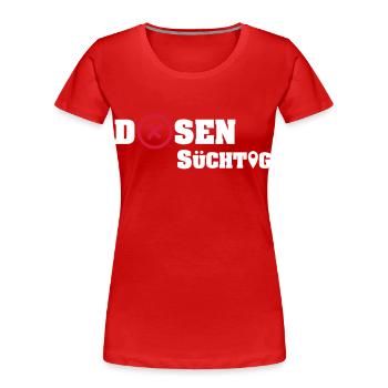 Geocacher: Dosensüchtig - Frauen Premium Bio T-Shirt - Rot - Vorne - Mia (176cm)