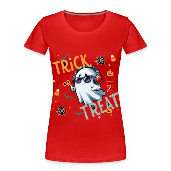 Trick or Treat Geist - Frauen Premium Bio T-Shirt - Rot - Vorne - Mia (176cm)