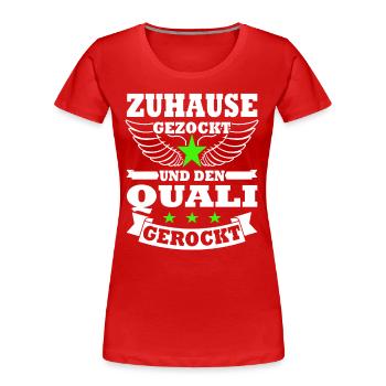 Gezockt und Quali gerockt - Schulabschluss 2023 - Frauen Premium Bio T-Shirt - Rot - Vorne - Mia (176cm)