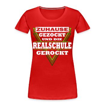 Gezockt und Realschule gerockt - Schulabschluss - Frauen Premium Bio T-Shirt - Rot - Vorne - Mia (176cm)
