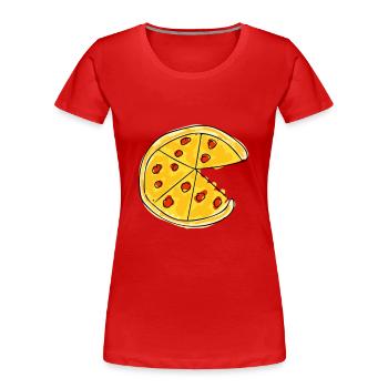 Pizza - Zeichnung - Frauen Premium Bio T-Shirt - Rot - Vorne - Mia (176cm)