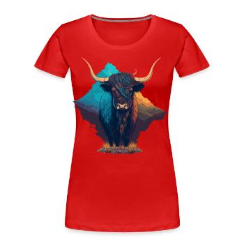 Yak coloré - T-shirt bio Premium Femme - rouge - Devant - Mia (176cm)
