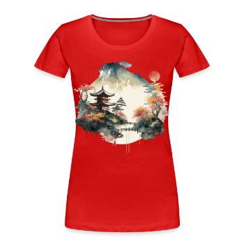 Coucher de soleil - T-shirt bio Premium Femme - rouge - Devant - Mia (176cm)
