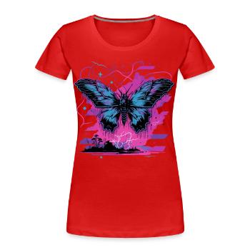 Schmetterling Neon Transformation - Frauen Premium Bio T-Shirt - Rot - Vorne - Mia (176cm)