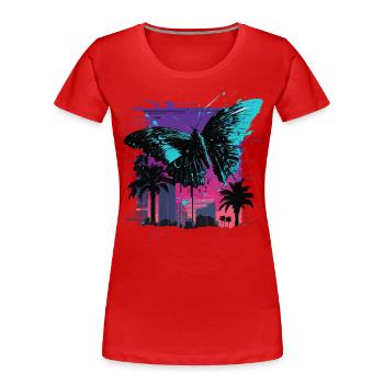 Buttterfly dans la ville Vaporwave - T-shirt bio Premium Femme - rouge - Devant - Mia (176cm)
