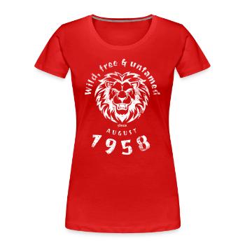 66. Geburtstag Wild, free & untamed since 08/1958 - Frauen Premium Bio T-Shirt - Rot - Vorne - Mia (176cm)