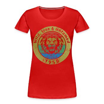 66. Geburtstag Wild, free & untamed since 10/1958 - Frauen Premium Bio T-Shirt - Rot - Vorne - Mia (176cm)